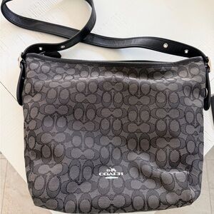 Coach Gray and Black Signature Shoulder Bag